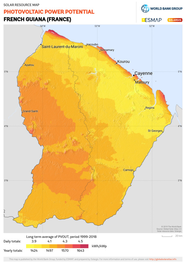 Photovoltaic Electricity Potential, French Guiana